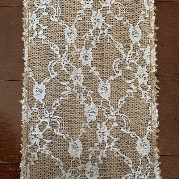 Other - New 120” / 10 foot table runner lace and burlap